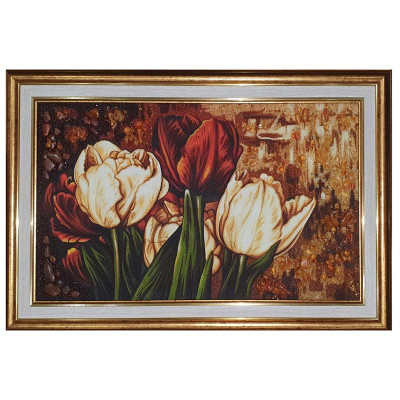 Картина из янтаря Букет Тюльпанов