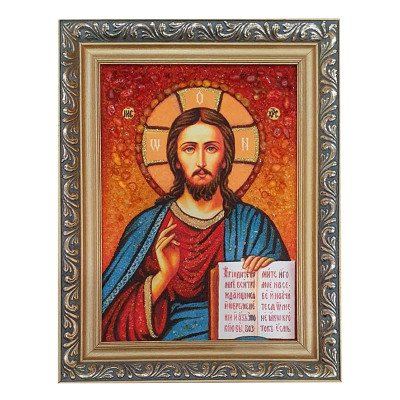 Икона из янтаря Иисус Христос Спаситель Мира