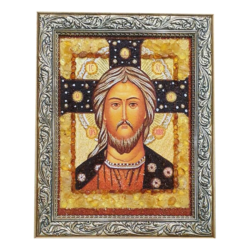 Ікона з бурштину Ісус Христос Цар слави