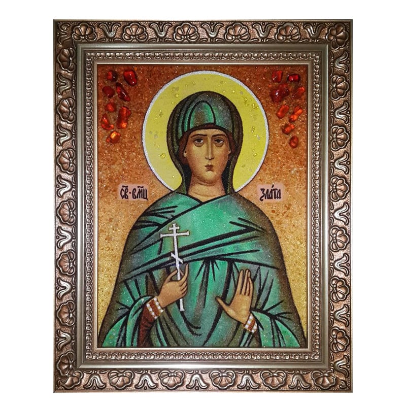 Ікона з бурштину Свята Злата (Христа) Могленська