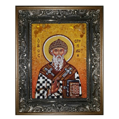 Икона янтарь Святитель Спиридон Тримифунтский
