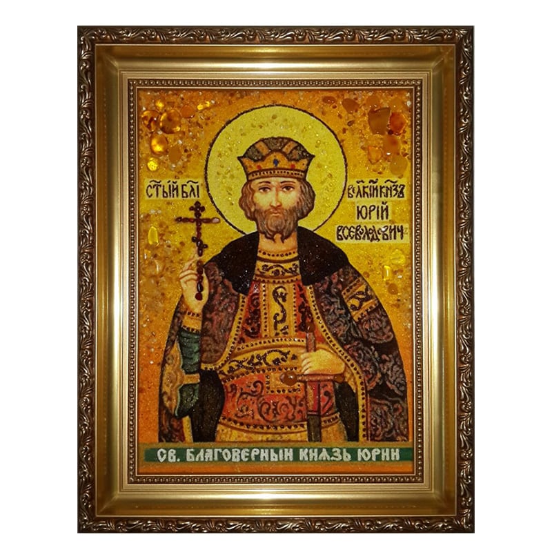 Икона из янтаря Святой князь Владимирский Юрий Всеволодович