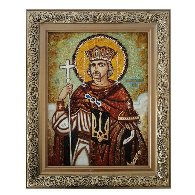 Икона янтарь Святой Князь Владимир 