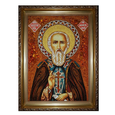 Икона из янтаря Святой Сергей Радонежский